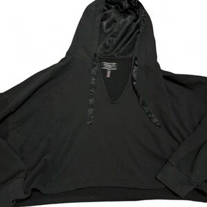 Victoria's Secret Black Hoodie with Satin Accents